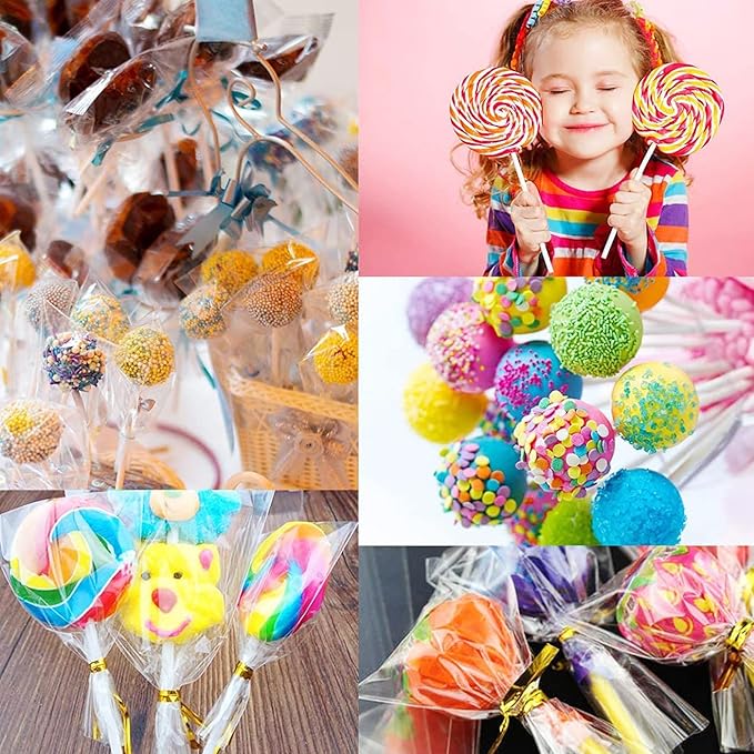 Cake Pop Kit, 100 Cake Pop Sticks, 100 Cake Pop Bags, 100 Twist Ties, 1 Cake Pop Mold Roller, Cake Pop Maker for Cakepops, Lollipop, Candies, Chocolates and Cookies