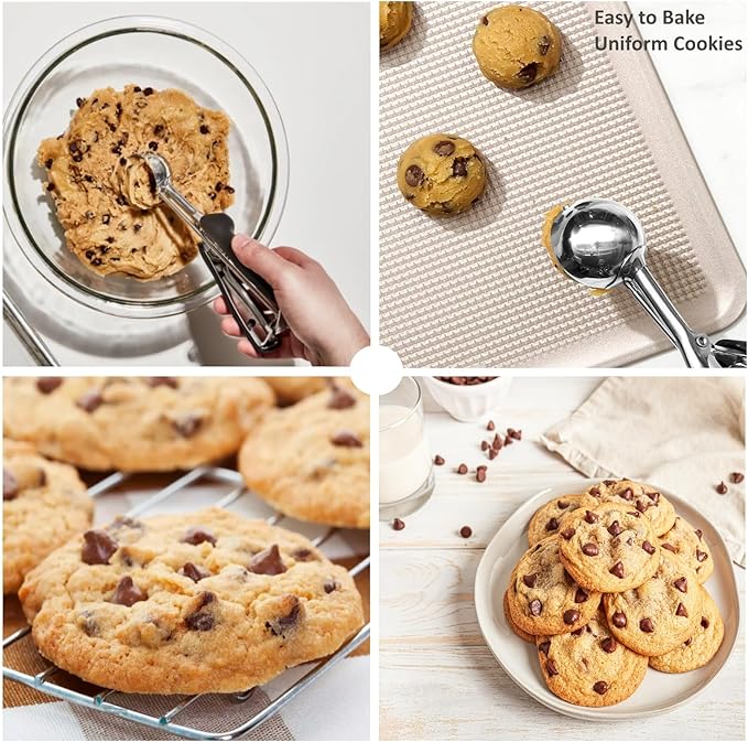 Ice Cream Scoop, Cookie Scoop, 5.3 Tbsp/ 80 ml/ 2.7 oz Cookie Scoops for Baking, 18/8 Stainless Steel Cookie Scooper for Baking, Ice Cream Scooper with Trigger Release, Cookie Dough Scoop