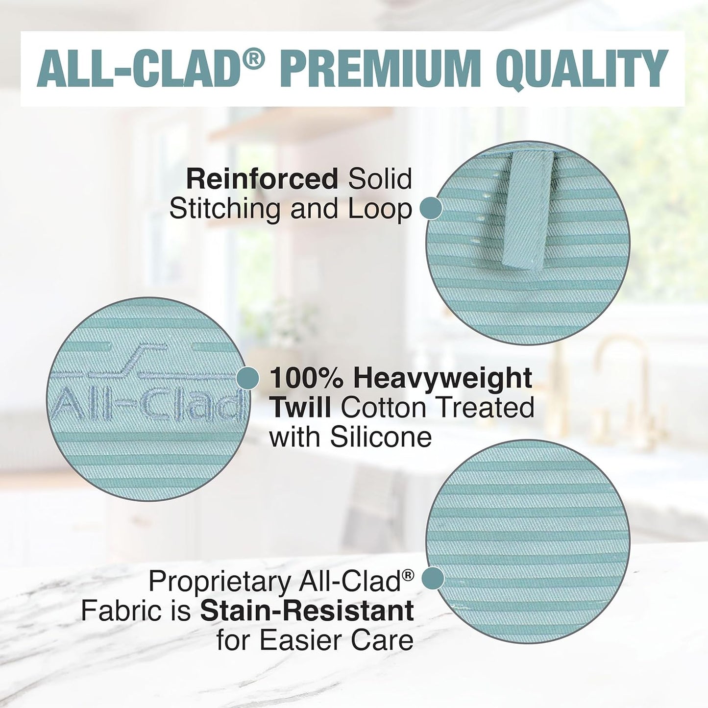 All-Clad Premium Pot Holder & Hot Pad: Heat Resistant up to 500 Degrees - 100% Cotton, 10"x6.25" Hot Pad for Kitchen and Barbeque, 1-Pack, Rainfall