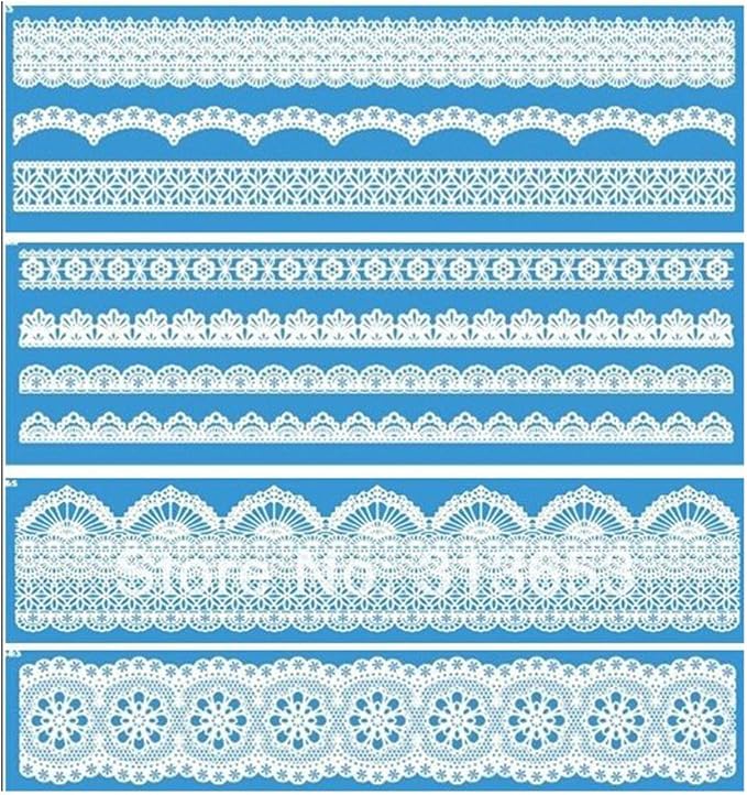 set of 4 huge 15.5" sugar edible cake silicone fondant impression lace mat cake decorating mold gum paste cupcake topper tool icing candy imprint baking moulds sugarcraft trimming flower