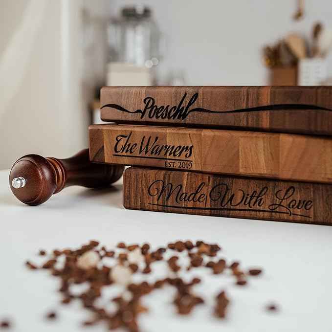 Handmade Personalized Walnut End Grain Cutting Board – Custom Engraved Wood Chopping Block, Perfect Gift for Home Chefs by GrainWoods (23x17x2 Inches)