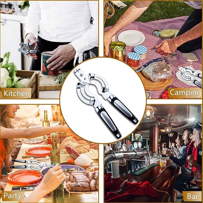 Jar Opener, Multi Jar Openers for Seniors, Stainless Steel Jar Lid Opener, Bottle Opener for Seniors with Arthritis, Weak Hands