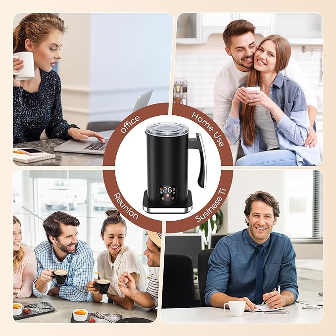 Automatic Milk Frother 6-in-1, Electric Milk Frother and Steamer 420ml, Milk Steamer and Frother for Latte, Coffee Frother Machine, Warm and Hot Chocolate Maker, Cold Foam Maker, Cappuccinos