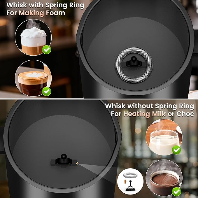 Milk Frother Electric, 4-in-1 Milk Frother and Steamer for Latte, Cappuccino, Hot & Cold Milk Froth Maker, Automatic Milk Steamer and Frother, Quiet One-Touch Operation, Easy to Clean