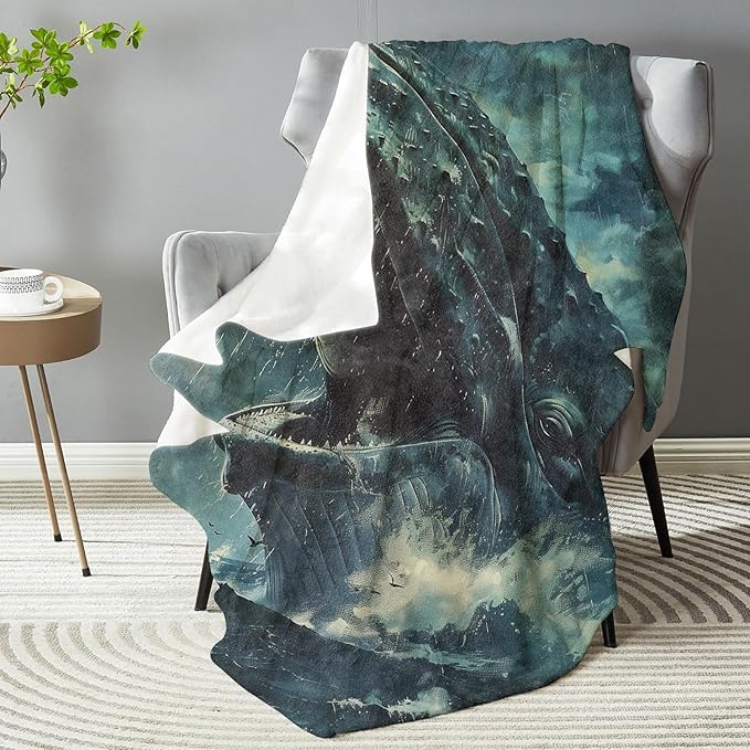 Majestic Whale Plush Throw Blanket - Soft, Comfy, Lightweight, Warm, and Fuzzy - Ideal Gift for Men and Boys - Perfect for Couch, Bedroom, Travel, Bed - 80x60 inches
