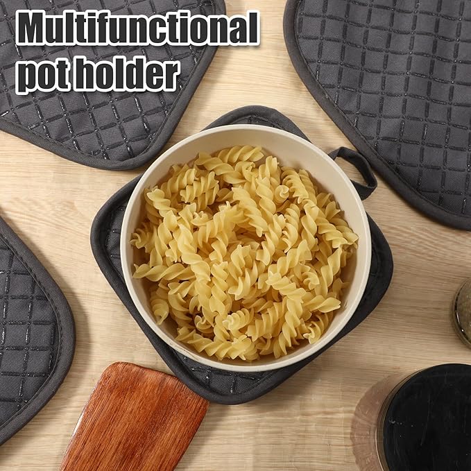 Oven Mitts Kitchen Towels Dishcloths with Pot Holders Sets 12pcs Dish Towels Sets Oven Gloves Pot Pads Heat Resistant 500 Degrees with Non-Slip Silicone Surface for Cooking Baking Grilling