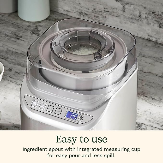 Cuisinart Ice Cream Maker Machine, 2-Quart Stainless Steel Frozen Yogurt, Gelato, Sorbet, Ready in 20 Minutes, LCD Screen and Timer, ICE-70P1