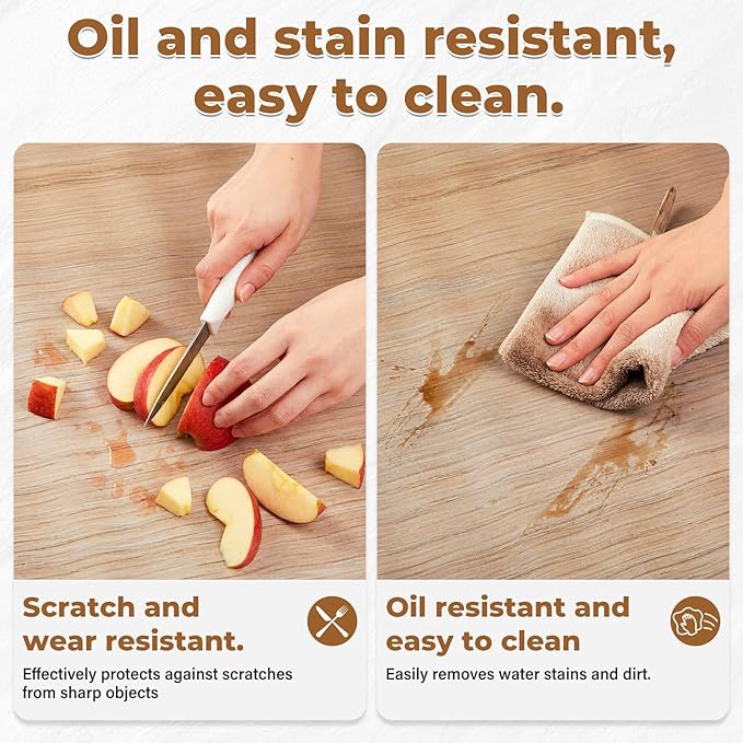 Zhehao Silicone Mat, 47.2'' x 23.6'' Wood Grain Nonslip Heat Resistant Kitchen Countertop Protector Mat, Waterproof Table Protector Cover for Baking, Crafting, Dough Rolling