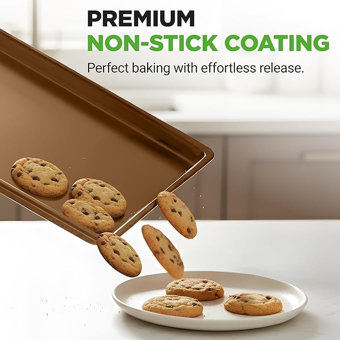 NutriChef Nonstick Extra Large Baking Sheets – 22 x 16 Inch Mega Cookie Sheet Pans for Baking & Roasting – Warp-Resistant Thick Gauge Cookie Tray Set , Oven & Dishwasher Safe – 2 Pack