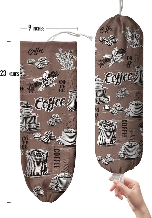 Hglian Grocery Plastic Bag Holder,Larger Plastic Bags Organizer Storage Keeper,Coffee Decor for Cafe Kitchen Coffee Corner