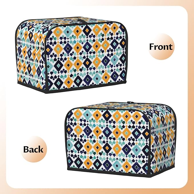Mexican Blue Tiles Toaster Cover 2 Slice, Cute Rural Bread Machine Cover, Washable Dust-Proof Cover for Kitchen Small Appliance Cover,with Top Handle