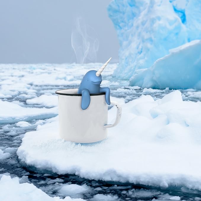 Genuine Fred, SPIKED TEA, Narwhal Reusable Silicone Tea Infuser, Blue, Fun Gift for Tea Lovers, Clever Kitchen Gadget
