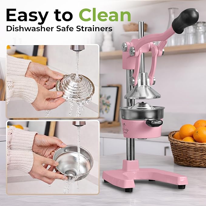 Zulay Kitchen Cast Iron Juicer - Heavy Duty Manual Juicer with Detachable Strainers for Easy Cleaning, Orange Juice Press for Citrus Fruits, Perfect for Bartenders, Juice Lovers & Health Enthusiasts