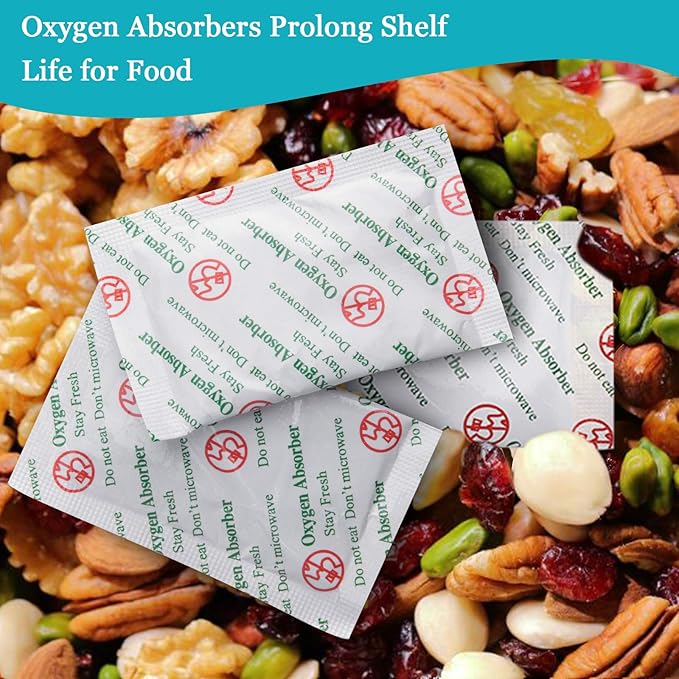 VacYaYa 1000CC(30-Pack) Food Grade Oxygen Absorbers Packets for Home Made Jerky and Long Term Food Storage, Stored in Vacuum Bag and 3 Times Oxygen Absorption Capacity