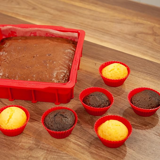 Nuwave Silicone Baking Kit with 8x8-inch Baking Pan & Reusable Cupcake Liners