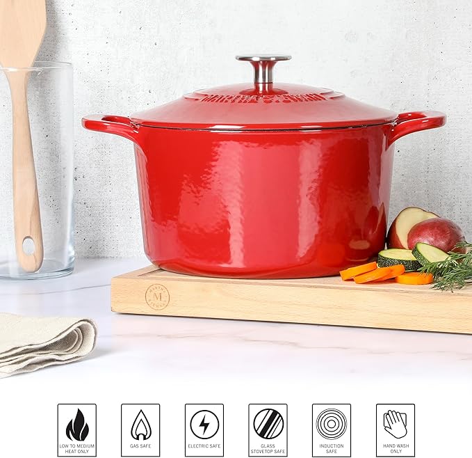 Martha Stewart Gatwick 4 Quart Enamel Cast Iron Dutch Oven - Red