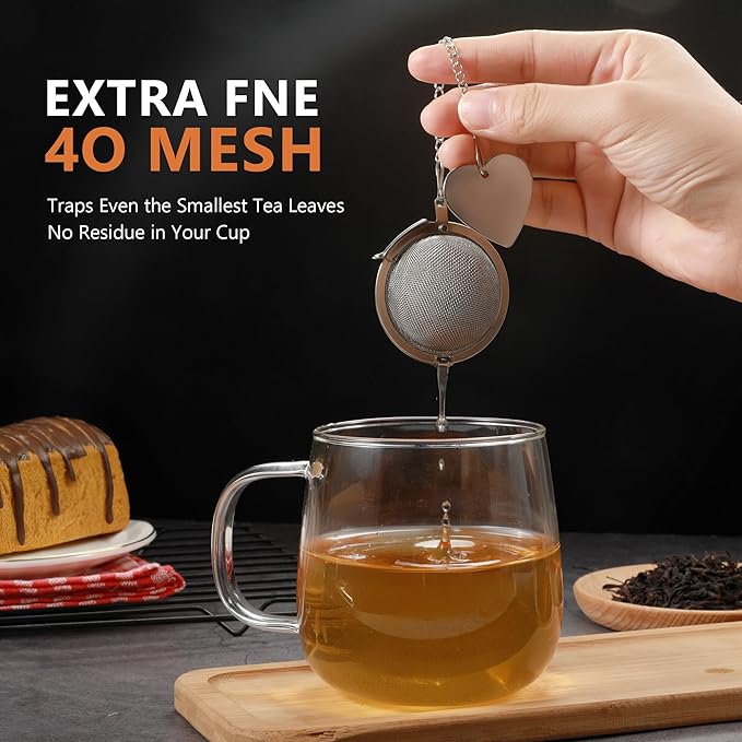 Tea Infuser for Loose Leaf Tea 2 Pack – 2" 304 Stainless Steel Tea Strainer Ball with Bonus Tea Scoop Clip – Extra Fine Mesh, Rustproof, Easy to Clean – DIKSEFN