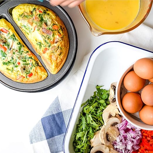 Holstein Housewares Stainless Steel 2 Section Omelet & Frittata Maker, Non Stick Coating, Easy To Clean, Indicator Lights, Compact Storage, Prepare Versatile Recipes in Minutes. 2 Portions, Mint