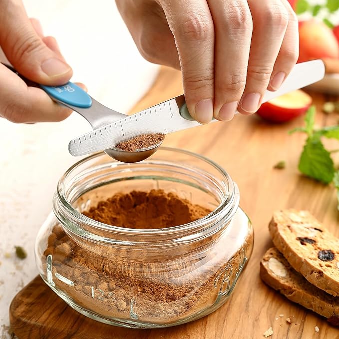 Spring Chef Dual Sided Magnetic Measuring Spoons Set, Winter Frost, Set of 8 & Stainless Steel Magnetic Measuring Cups, Set of 7, Black - 2 Product Bundle