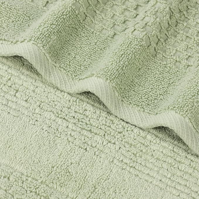 Superior Playa Zero Twist Cotton Medium Weight Towels, for Guest Bath, Bathroom, Shower, Spa, Plush, Quick Dry, Ultra-Soft Towels, Bath Essentials, Waffle Textured, 9 Piece Assorted Towel Set, Green