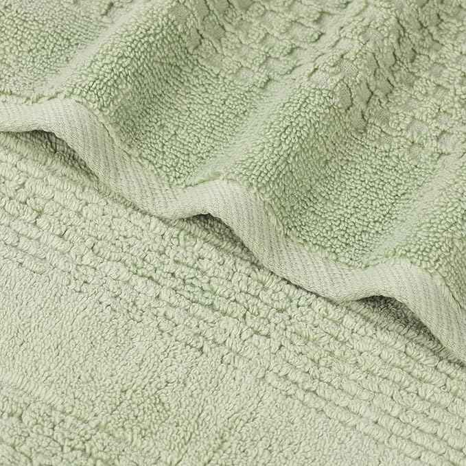 Superior Playa Zero Twist Cotton Medium Weight Towels, For Kitchen, Bathroom, Shower, Spa, Plush, Quick Dry, Ultra-Soft Towels, Bath Essentials, Waffle Textured, Absorbent Hand Towels, Set of 6, Green