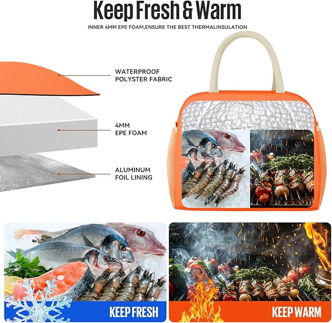 douyadady Lunch Bag Women/Men Lunch Box Women/Men (orange)