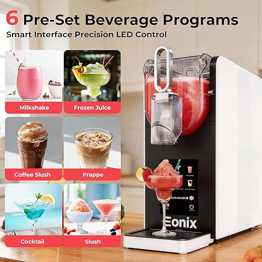 Slushie Machine No Ice Needed,64OZ Slushy Machine for Home with Auto-Clean Function,Commercial Frozen Drink Maker,6 Pre-Set Programs,LED Display,Frozen Margaritas,Frappés,Milkshake ﻿