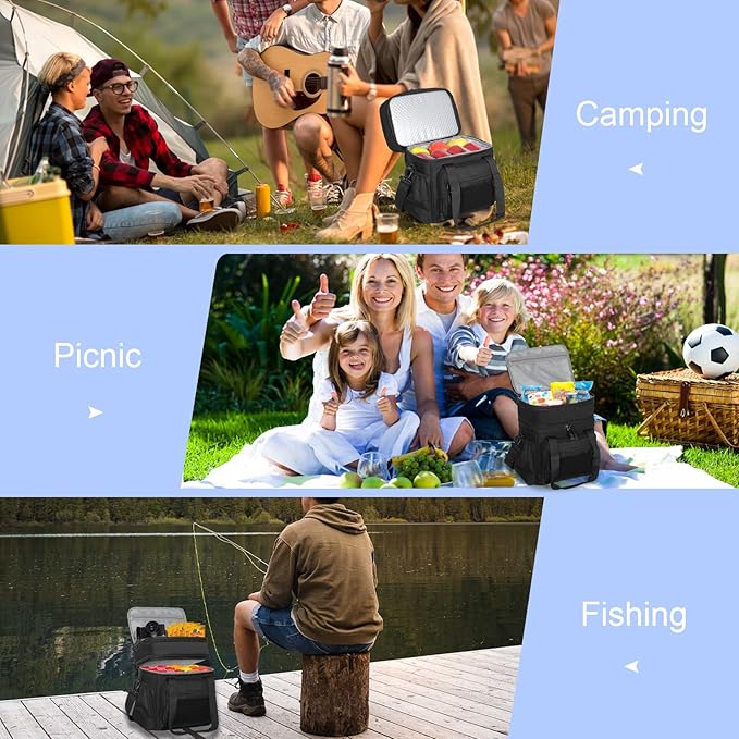 GLENKEY Tactical Lunch Box Cooler Bag - Expandable Insulated Lunch Bag for Men Women - XLarge Lunchbox for Adults Work Shifts Outdoor Trips Black 22L
