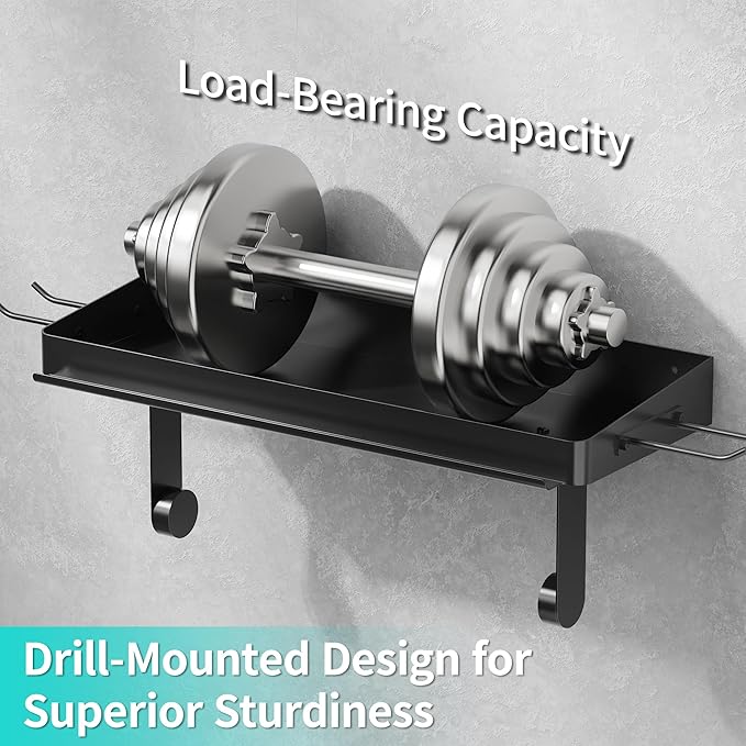 ZUNTO 3-in-1 Wall Mount Garage Paper Towel Holder with Shelf, Organize Shelf & Pen Holder(or Phone Storage) & Hanging Hooks - Heavy Duty Stainless Steel Organizer for Kitchen, Workshop, Laundry Room