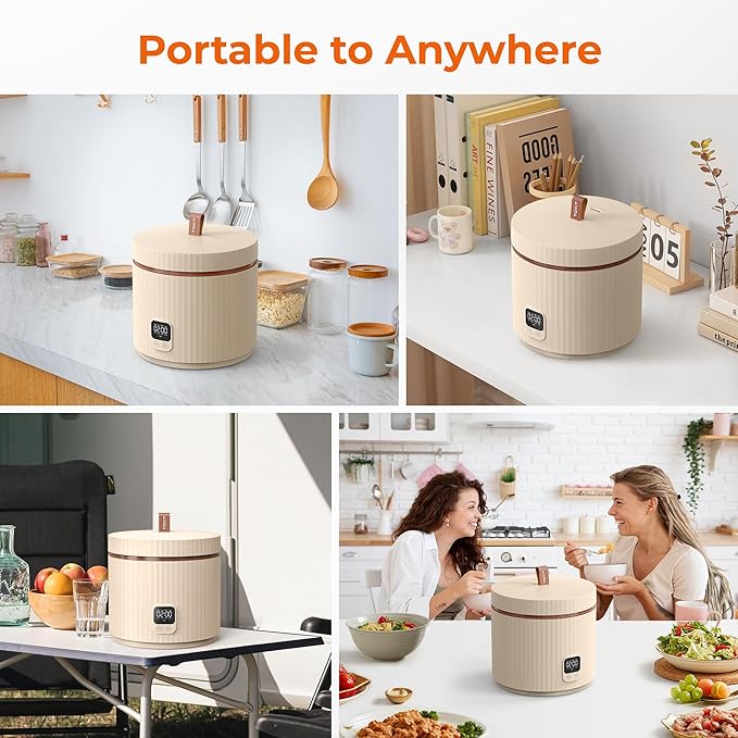Compact Mini Rice Cooker Small Kitchen 3-Cup (Uncooked) / 6-Cup (Cooked), Non Stick Ceramic Inner Pot Rice Maker, 24H Timer Delay, Auto Keep Warm, 8 Functions Multicooker For Brown Rice, Steam, Soup