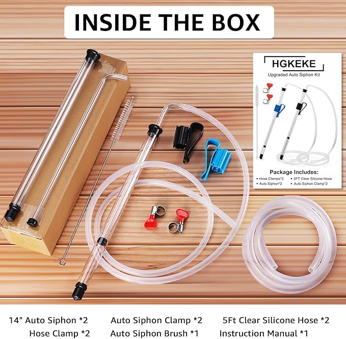 3/8" Auto Siphon Beer Bottle Siphon Pump Wine Siphon Regular Siphoning Kit Transfer Pump for Gallon Jugs, Wine, Beer, Mead, or Kombucha with 5Ft Clear Silicone Hose (2 Pcs)