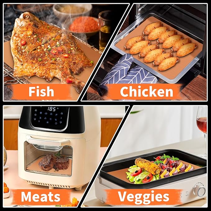 WIBIMEN Grill Mats for Outdoor Grill, Copper 9pcs Grill Mat, 100% Non-Stick PFOA Free 15.75 x 13", Heavy Duty, Reusable and Easy to Clean - Gas Charcoal & Electric BBQ