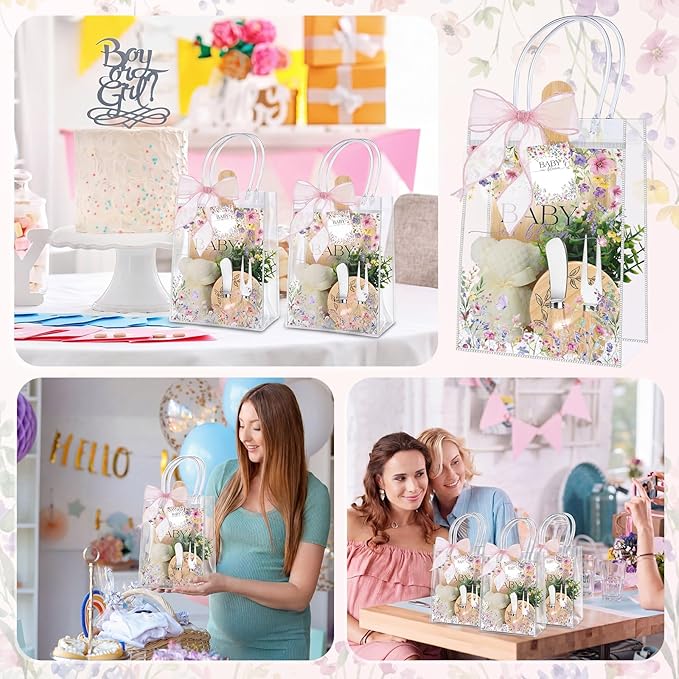 Honeydak 49 Pcs Baby Shower Prizes for Game Players 6 Set Cheese Board Fork Knives Coaster Towel Artificial Potted Plant Thanks Card Gift Bag for Baby Bridal Shower Wedding Favors (Butterfly)