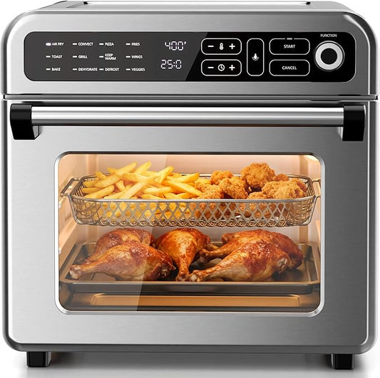 Kismile 18QT Air Fryer Toaster Oven Combo, 12-in-1 Countertop Convection Airfryer Oven, Adjustable 70–450℉ Temperature, Bake, Roast, Reheat & Broil, Fits 8-10″ Pizza, Complete Accessories Included