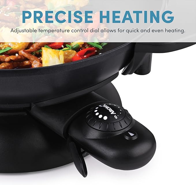 Aroma Housewares AEW-307 Electric Wok, 5 Qt, Black.