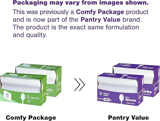 Pantry Value [400 Count] Lightweight White Plastic Forks - Disposable Cutlery for Parties, Events, and Dinner (Formerly Comfy Package)
