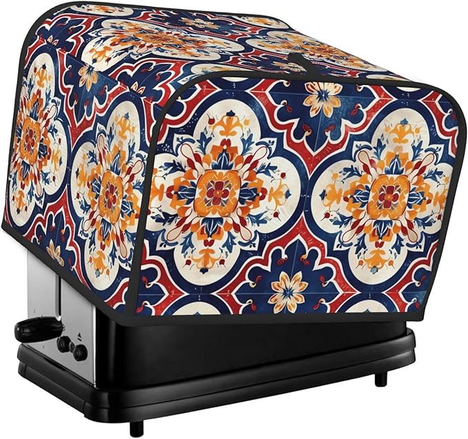 Purple Red Mandala Covers for 4 Slice Toasters,Cute Country Bread Machine Cover with Handle,Washable Stain Resistant Kitchen Small Appliance Cover Dining Decor