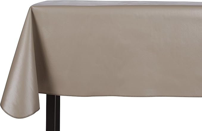Yourtablecloth Heavy Duty Vinyl Rectangle or Square Tablecloth – 6 Gauge Heavy Duty Tablecloth – Flannel Backed – Wipeable Tablecloth with Vivid Colors & Many Sizes 52 x 90 Stone