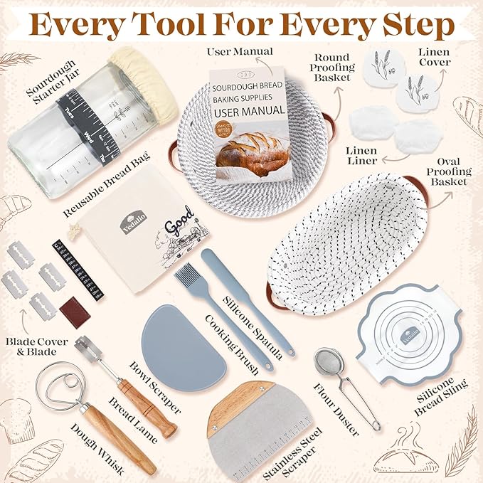 Sourdough Starter Kit, Sourdough Bread Baking Supplies, Sour Dough Starter Kits, Sourdough Tools for Modern Home And Kitchen, Sour Dough Tools, Bread Making Tools Kit, Gifts for Bakers Women Wife Mom