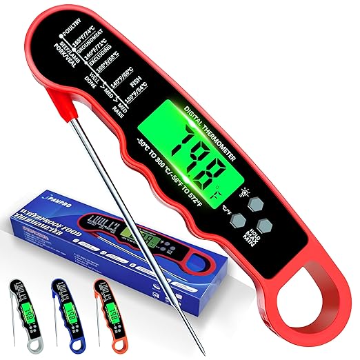 Meat Thermometer Digital, Instant Read Meat Thermometer with Backlight & Magnet for Kitchen, Beef, Grill, Turkey,IP67 Waterproof Cooking Thermometer，Suitable as Stocking Stuffers for Men