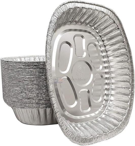 Disposable Oval Roasting Pan - Durable Turkey Roaster Pans Extra Large, Heavy-Duty Aluminum Foil, Deep, Oval Shape for Chicken, Meat, Brisket, Roasting, Baking, Recyclable (50)