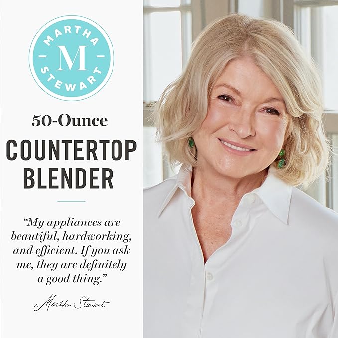 Martha Stewart 50oz Countertop Blender, Smoothie, Margarita & Ice Crushing Blender, BPA-Free Pitcher, 3 Speeds, 5 Presets, Auto-Clean Function, Dishwasher Safe, Stainless Steel Blades, Caviar Gray