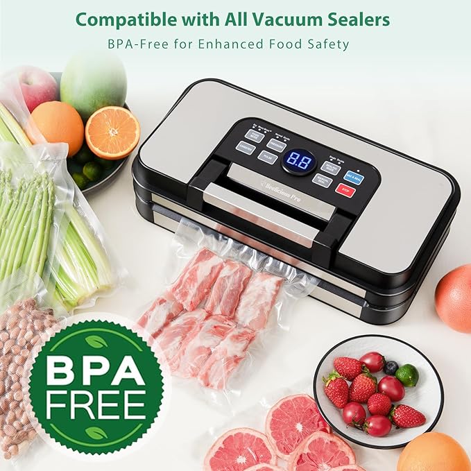 Beelicious Pro Vacuum Sealer Bags for Food Storage 150 Gallon 11" x 16" and Quart 8" x 12" and Pint 6" x 10", with BPA-Free, Commercial PreCut Vacuum Seal Bags for Sous Vide & Seal a Meal