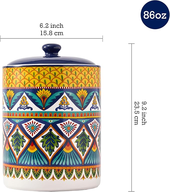 Bico Havana Ceramic Air Tight 9 inch Cookie jar, for holding coffee, powder, tea, spices, Microwave and Dishwasher Safe