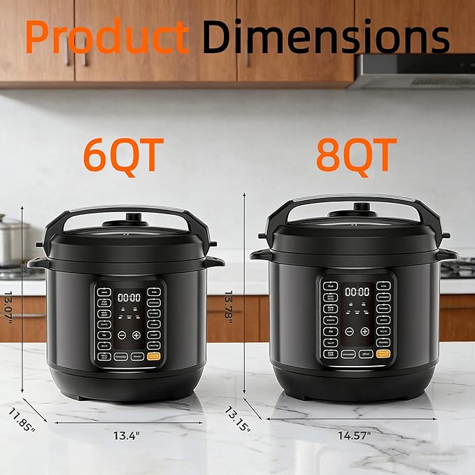 Simple Deluxe 6QT Electric Pressure Cooker, 16-in-1 & Non-Stick Stainless Steel Multi Cooker with 12 Presets for Slow Cook, Meat Stew, Steam, Sauté, Canning, Yogurt Maker, Dishwasher Safe, Black