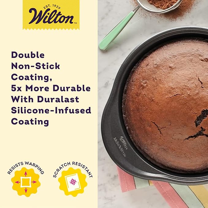 Wilton Platinum Non-Stick Round Cake Pan - Baking Pan for Stacked & Layered Cakes - Non-Stick Steel - Dishwasher Safe & Even Heat Distribution - 9 x 1.5 Inch