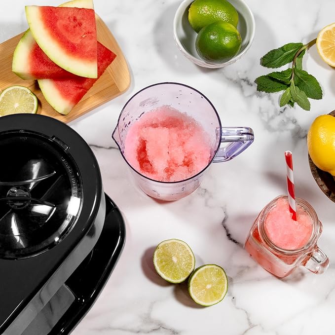 Nostalgia Retro 40-Ounce Frozen Beverage Station - Slushie Machine and Ice Shaver with Automatic Mixing for Soda, Cocktails and Margaritas - Easy & Safe Use - Black