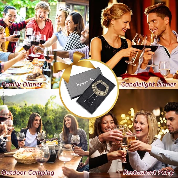 Ah So Wine Opener for Vintage Bottles, 3 in 1 Old Bottle Opener, Two Prong Cork Remover with Beer Bottle Opener, for Connoisseurs & Collectors to Uncork (Bronze)
