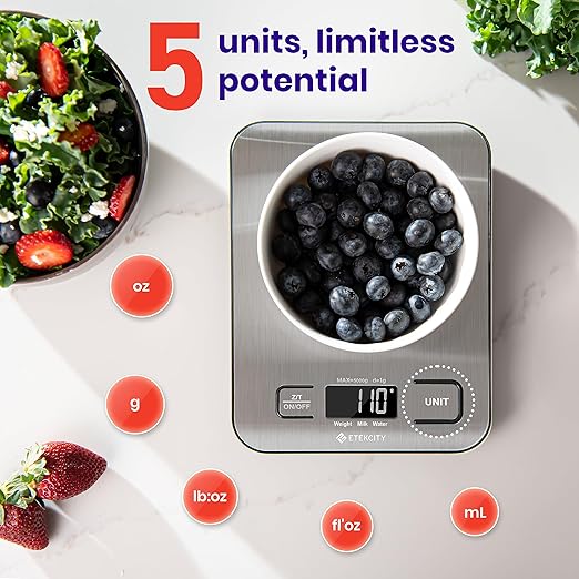 APERA INSTRUMENTS AI209 Value Series PH20 Waterproof pH Tester Kit, ±0.1 pH Accuracy & Etekcity Food Scale, Digital Kitchen Scale, 304 Stainless Steel, Weight in Grams and Ounces