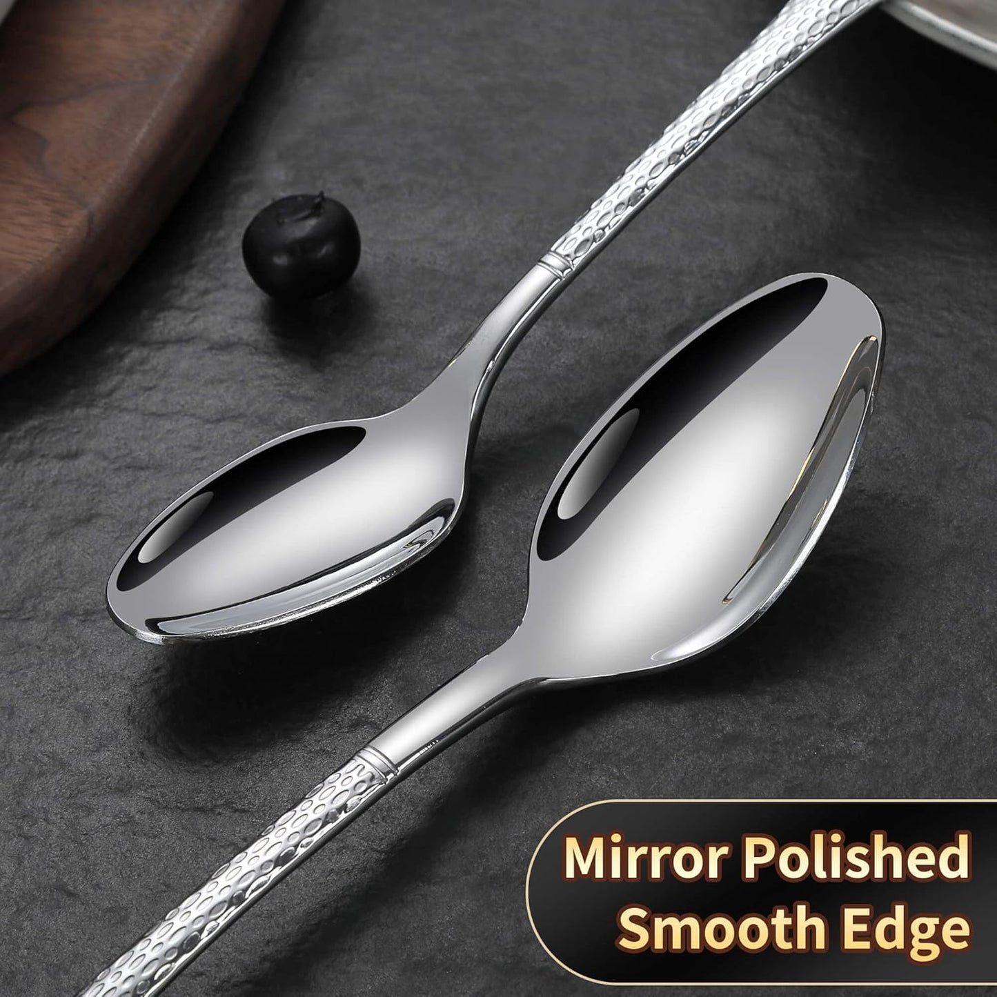 Hammered Silverware Set,20 Piece Modern Flatware Set Service for 4,Mirror Polished Stainless Steel Cutlery Set Utensil Set Tableware Set,Kitchen Knives Forks Spoons Set,Dishwasher Safe